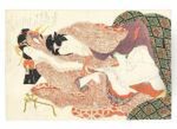 Patterns Of Loving Couples Oil Painting by Katsushika Hokusai