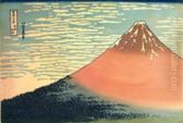 Fuji Rouge, Vent Frais Par Matin Clair Oil Painting by Katsushika Hokusai