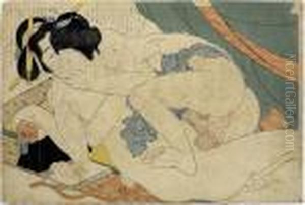 From The Album Fukujuso, Shunga Oil Painting by Katsushika Hokusai