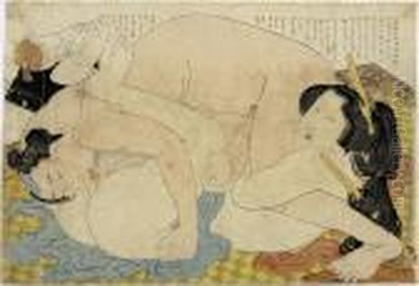 From The Album Fukujuso, Shunga Oil Painting by Katsushika Hokusai