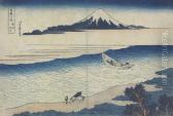 Bushu Tamagawa Oil Painting by Katsushika Hokusai