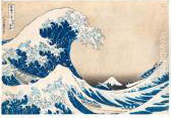 Kanagawa Oki Nami Ura (la Grande Vague A Kanagawa) Oil Painting by Katsushika Hokusai