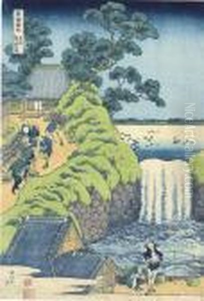 Toto, Aoigaoka No Taki Oil Painting by Katsushika Hokusai