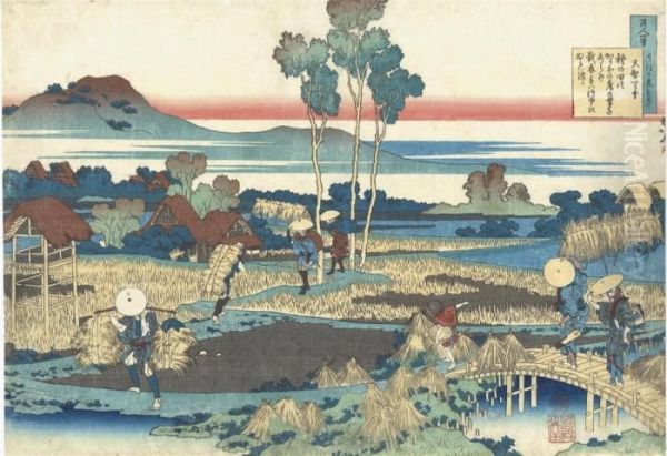 Tenji Tenno Oil Painting by Katsushika Hokusai