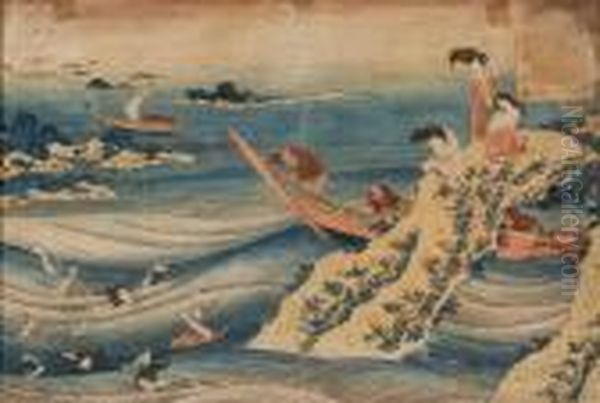 Ono No Takamura Oil Painting by Katsushika Hokusai