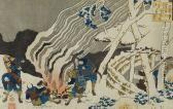 Minamoto No Muneyuki Ason Oil Painting by Katsushika Hokusai