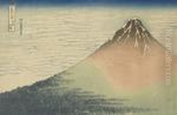 Gaifu Kaisei [south Wind, Clear Weather], 'red Fuji,' From The Series Fugaku Sanjurokkei Oil Painting by Katsushika Hokusai