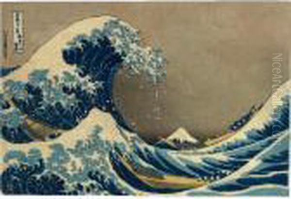 Kanagawa Oki Nami-ura Oil Painting by Katsushika Hokusai