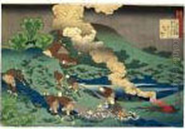 Hyakunin Isshu Ubaga Etoki Oil Painting by Katsushika Hokusai