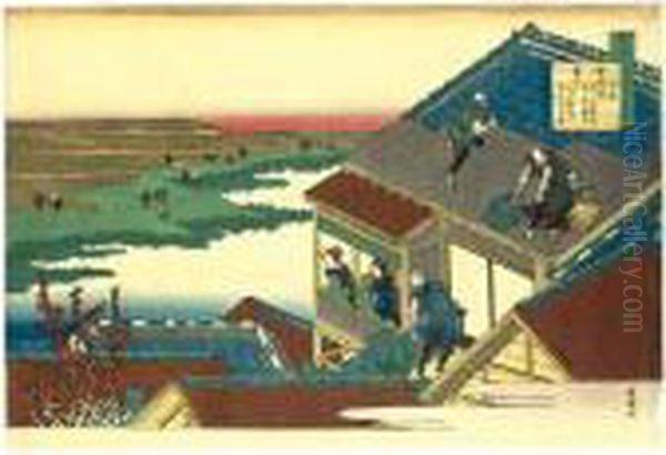 Ise From The Series ````hyakunin
 Isshu Ubaga Etoki' (one Hundred Poems As Explained By The Nurse) Oil Painting by Katsushika Hokusai