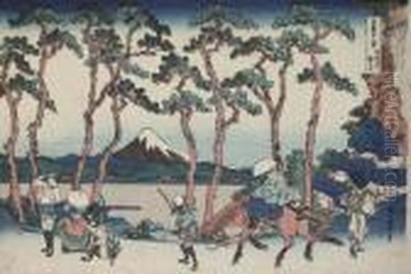 Hodogaya On The Tokaido Road Oil Painting by Katsushika Hokusai