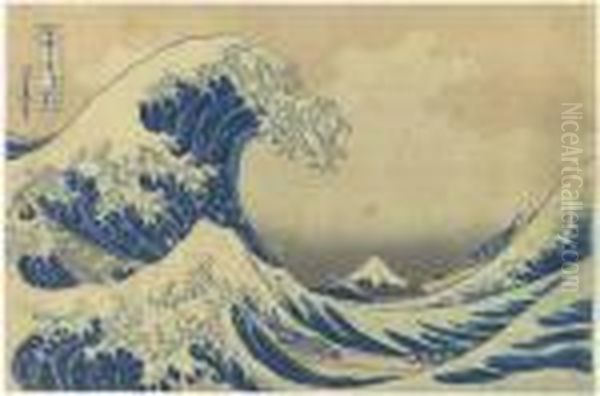 Kanagawa Oki Nami Ura Oil Painting by Katsushika Hokusai