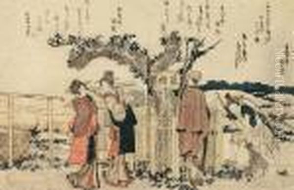 Scena Rodzajowa, Dwie Kartki Z Albumu, Ok. 1800-10 R. Oil Painting by Katsushika Hokusai