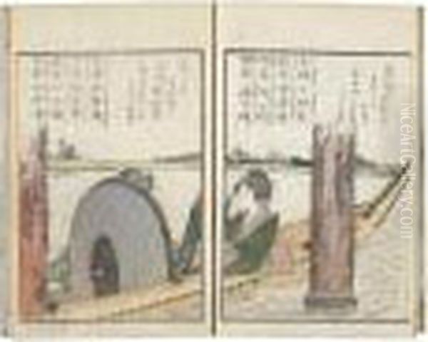 Itako Zekkushu. Anthologie De Poemes Tres Brefs De Itako Oil Painting by Katsushika Hokusai