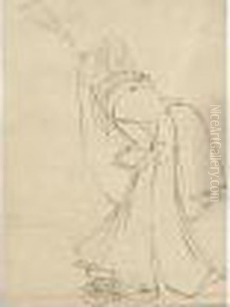 Dessin : Femme De Profil Oil Painting by Katsushika Hokusai