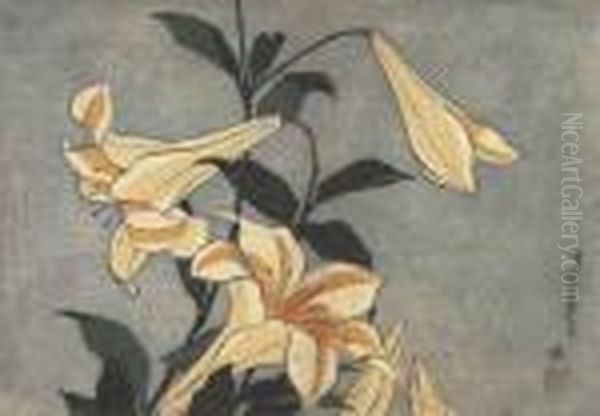 Grandes Fleurs Oil Painting by Katsushika Hokusai