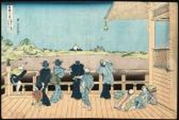 Gohyakurakanji Sazaido (sazai 
Hall Of The 'five-hundred Rakan'temple), From The Series Fugaku 
Sanjurokkei (the Thirty-six Viewsof Mount Fuji) Oil Painting by Katsushika Hokusai