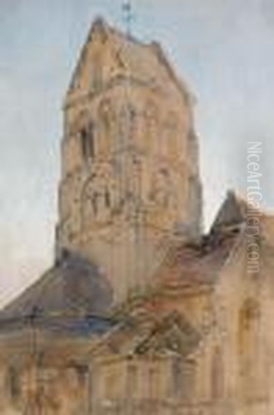 Church At Courcelles, Rheims Oil Painting by James Holland