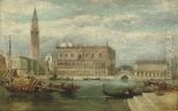 The Doge's Palace From Across The Bacino Oil Painting by James Holland