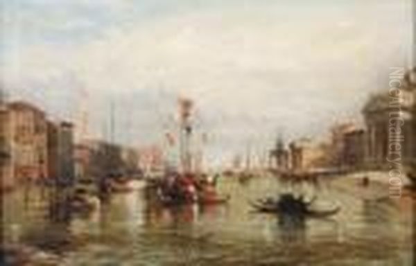 A View On The Grand Canal Venice With The Santa Maria Della Salute On The Right Oil Painting by James Holland