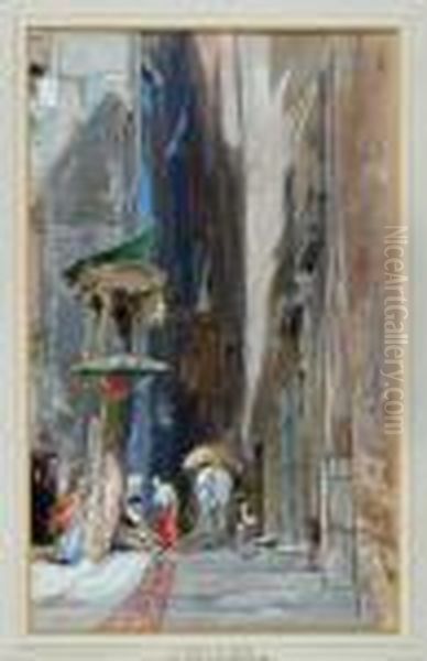 A Street In Genoa Oil Painting by James Holland