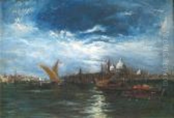 Venice By Moonlight Oil Painting by James Holland