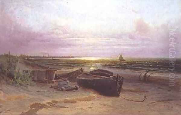 Beach at Narva Bay 1890 Oil Painting by Arseniy Ivanovich Meshchersky