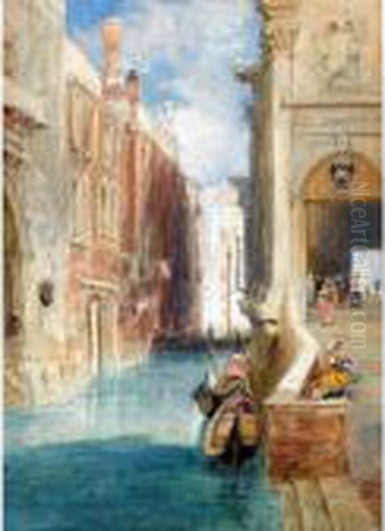 A Canal In Venice Oil Painting by James Holland