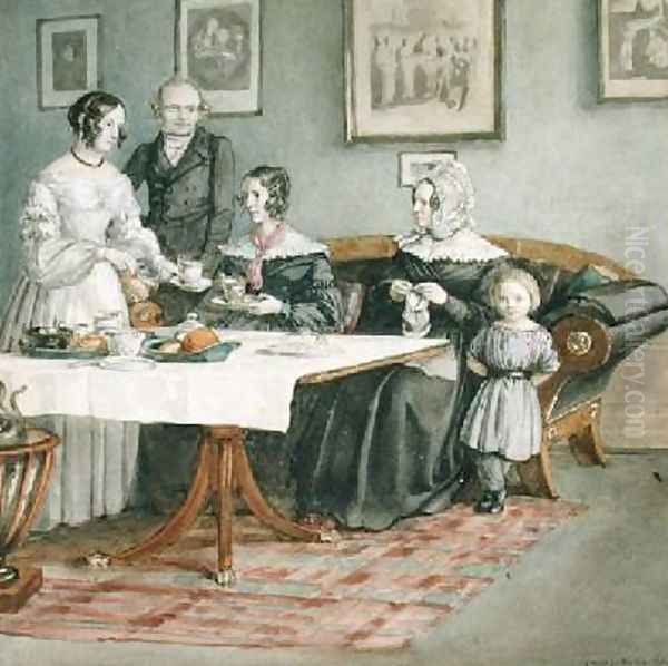 Professor Johannes Classen 1805-91 and Family 1840 Oil Painting by Carl Julius Milde