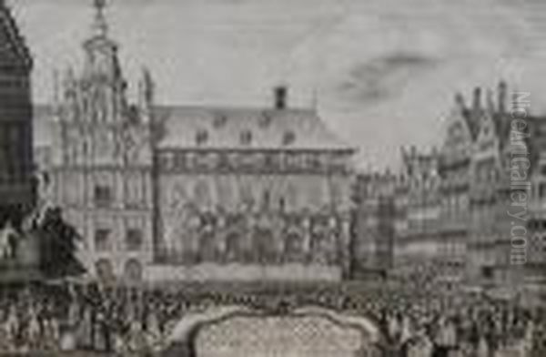 Proclamation Of The Peace Of Westphalia In 1648 Oil Painting by Wenceslaus Hollar