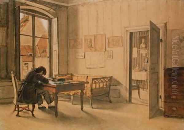 Erwin Speckter in his Munich Home Oil Painting by Carl Julius Milde