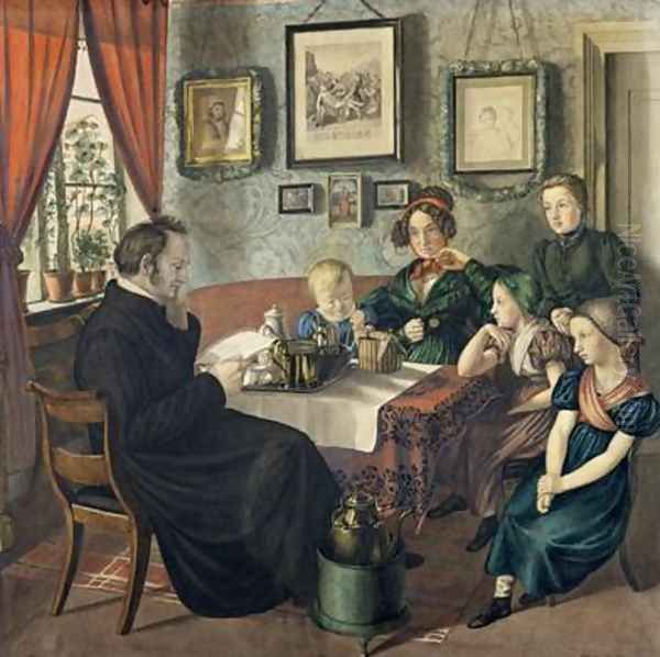 Pastor Johann Wilhelm Rautenberg and his Family 1833 Oil Painting by Carl Julius Milde