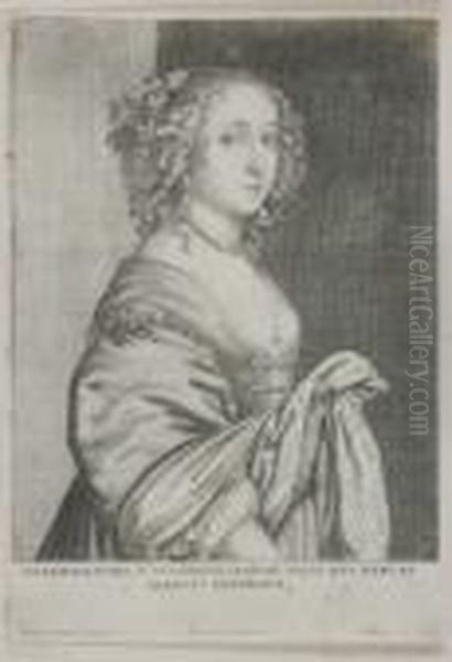 Portrait Elisabetha Haruey Oil Painting by Wenceslaus Hollar