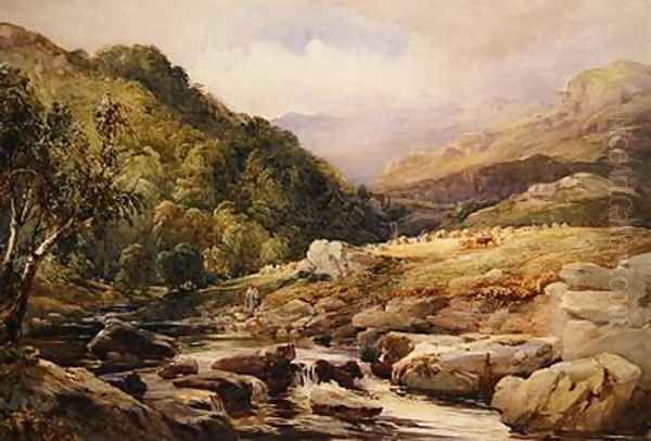 Landscape with Stream and Haymakers Oil Painting by David Hall McKewan