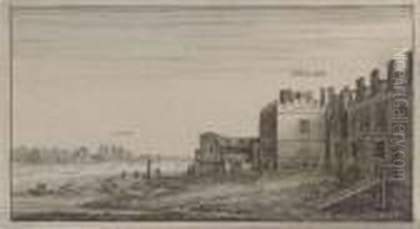 View Of Lambeth From Whitehall Oil Painting by Wenceslaus Hollar