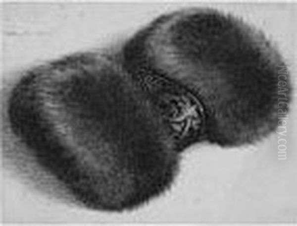 A Dark Fur Muff With Brocade Band (p., P.1946) Oil Painting by Wenceslaus Hollar