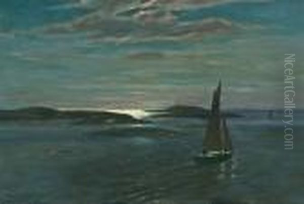 Nattseilas I Ytre Oslofjord Oil Painting by Thorolf Holmboe