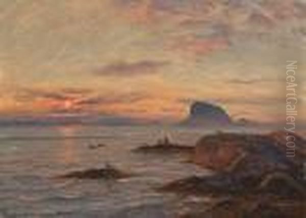 Nord-norge I Aftensol Oil Painting by Thorolf Holmboe