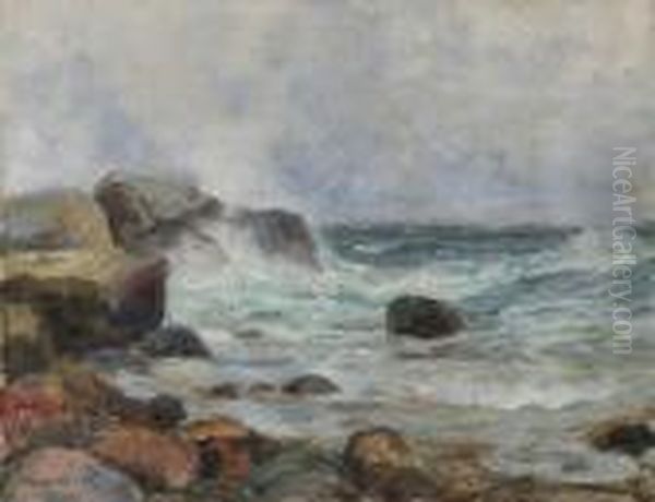 Kystlandskap Oil Painting by Thorolf Holmboe