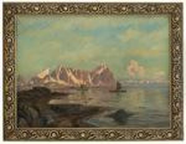 Coastal Landscape From Nordland Oil Painting by Thorolf Holmboe