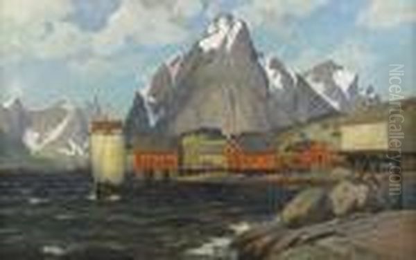 Fjordlandskap Oil Painting by Thorolf Holmboe