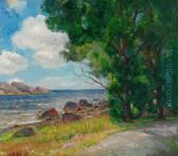 Kystlandskap Oil Painting by Thorolf Holmboe