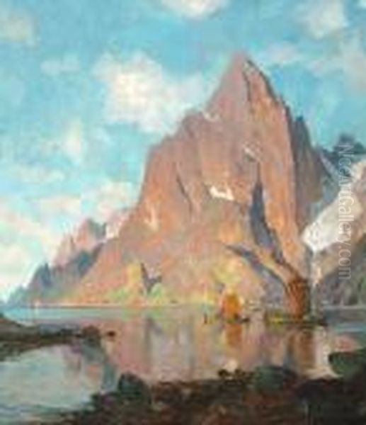 Lofoten In Norway Oil Painting by Thorolf Holmboe