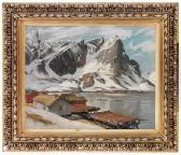 Fra Reine Lofoten 1902 Oil Painting by Thorolf Holmboe