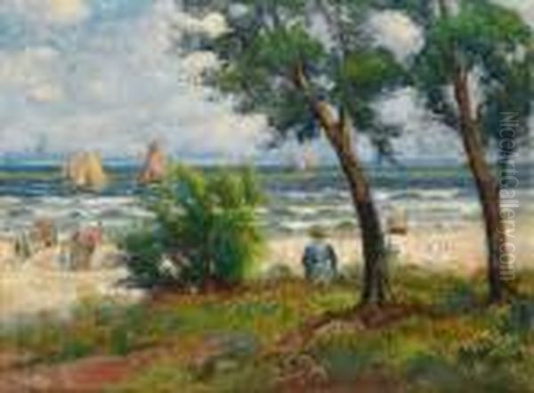 Badestrand, Rugen Oil Painting by Thorolf Holmboe