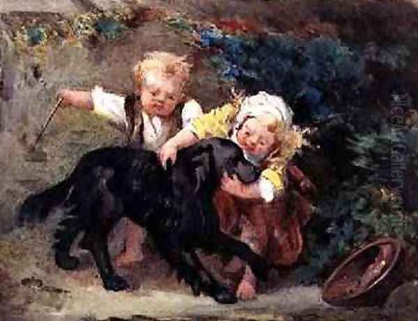 The Happy Trio Oil Painting by Martha Darley Mutrie