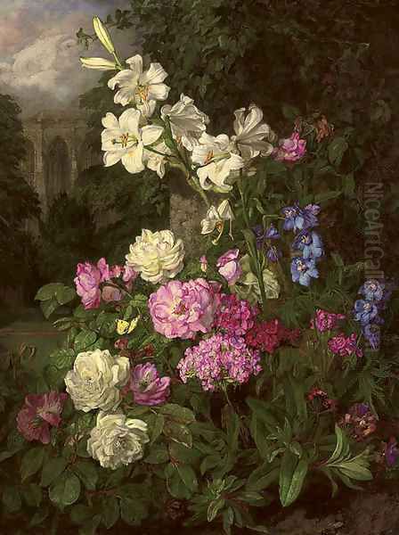 Garden in the close Oil Painting by Martha Darley Mutrie