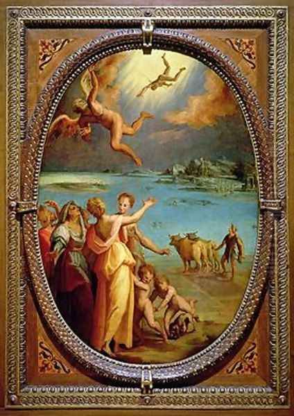 The Fall of Icarus 1572 Oil Painting by da San Friano Maso