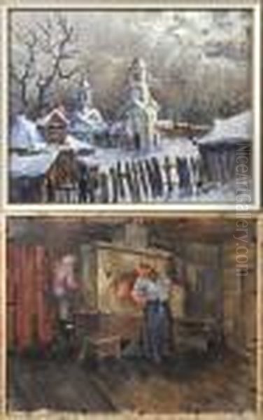 Dorf Im Winter Oil Painting by Adolf Hoelzel