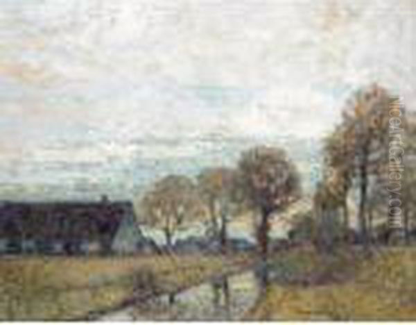 Autumn Landscape Oil Painting by Adolf Hoelzel